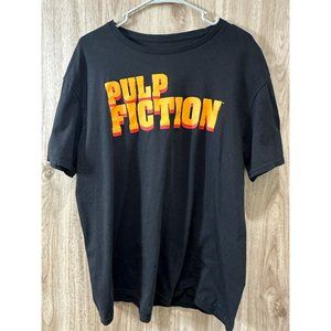 Pulp Fiction Mens XL Shirt Black Movie Logo Short Sleeve Crew Neck Graphic